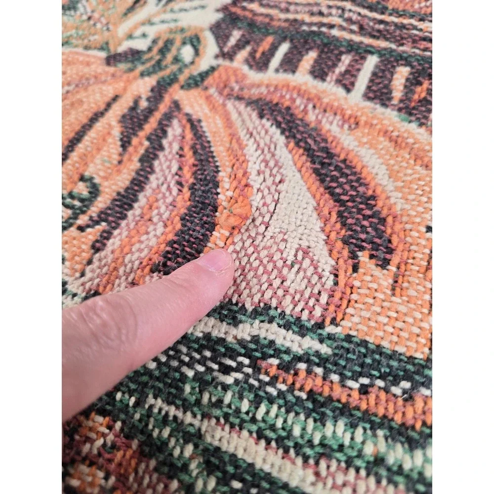 Vintage Fall Tapestry Runner 36x18 Orange Harvest Pumpkin Autumn Decor 90s Farm